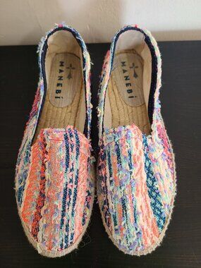Manebi | Colorful Florescent Tweed Ibiza Espadrille Flats size 37